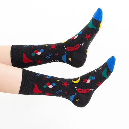 Chaussettes streetwear en coton pour hommes avec motif coloré