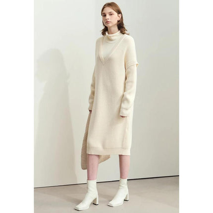 Robe mi-longue en tricot minimaliste pour femme