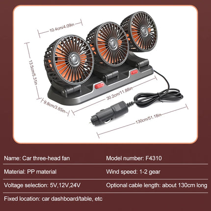 Adjustable 3-Head Electric Fan