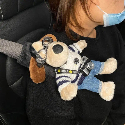 Cartoon Dog Plush Car Seat Belt Shoulder Protector - Wnkrs