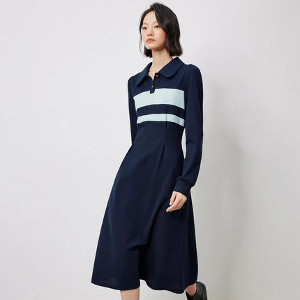 Robe décontractée à rayures avec col polo pour femme