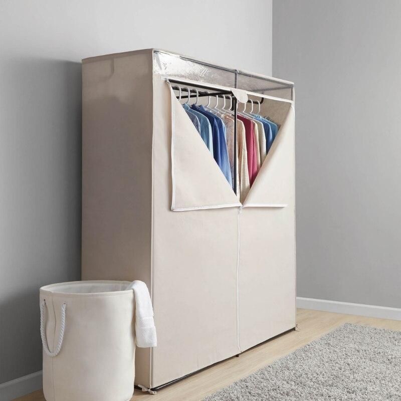 Extra Wide Single Tier Steel Tube & Fabric Clothes Closet