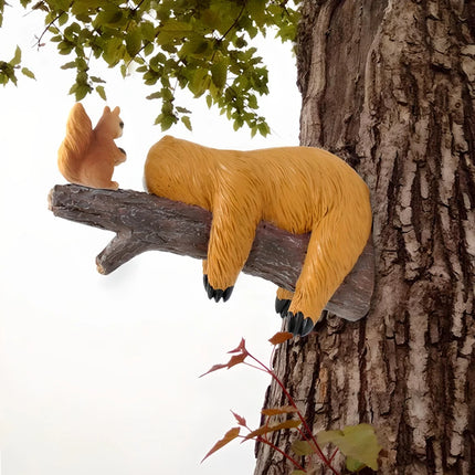 Ensemble de décorations en résine à suspendre pour arbre en forme de paresseux et d'écureuil