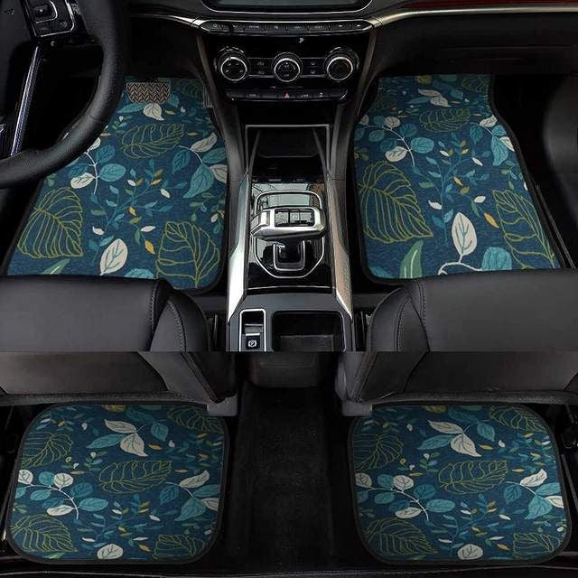 Universal Blue Floral Print Car Floor Mats Set - Wnkrs