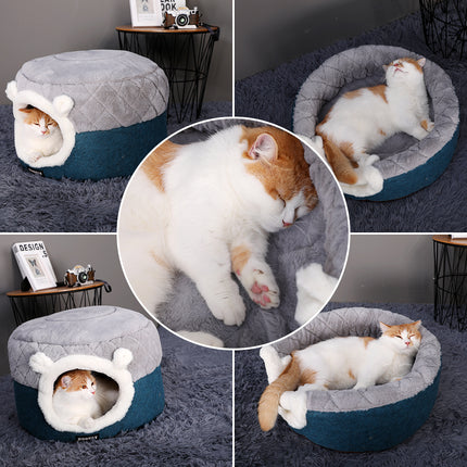 Lit et maison en peluche convertible et confortable pour chats et petits chiens