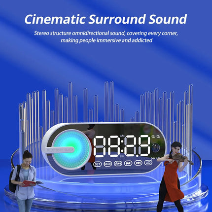 Wireless Bluetooth Speaker Alarm Clock with RGB LED, 3D Surround Sound, and Large Display