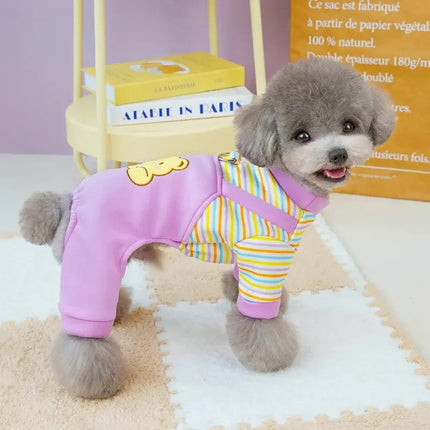 Pijama acogedor de rayas para perro