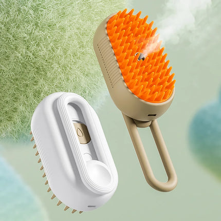 Brosse de toilettage électrique 3 en 1 pour chat avec fonction vapeur, massage et peigne