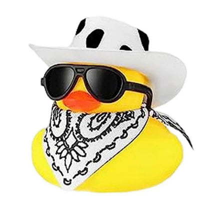 Mini Rubber Duck Car Ornaments Dashboard Interior Decor Cowboy Hat Duck With Scarf Sunglasses Kids Toys Gifts Car Accessories - Wnkrs