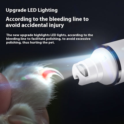 Broyeur à ongles électrique pour animaux de compagnie avec lumière LED haute puissance et coupe-ongles pour chiens, chats et petits animaux