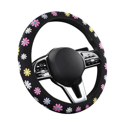 Floral Print 38CM Anti-Slip Steering Wheel Cover - Wnkrs