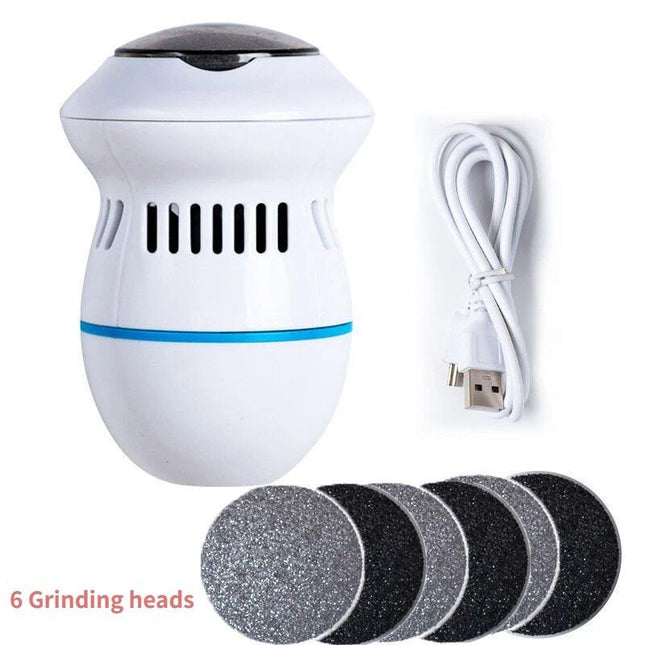 Rechargeable Electric Foot Grinder with Vacuum: USB, Dual-Speed, 6 Grinding Heads - Wnkrs