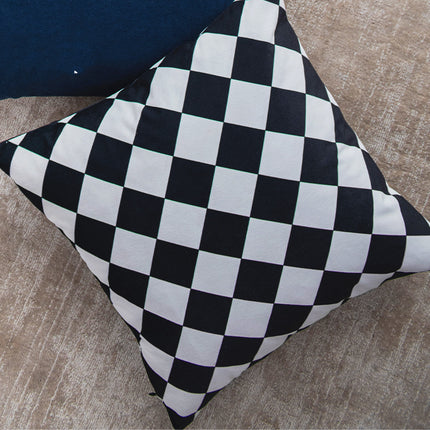 Simple And Modern Black And White Velvet Surface Geometric Pillow - Wnkrs