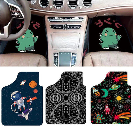 4-Piece Cartoon Pattern Car Floor Mats - Universal Fit for Cars, SUVs, & 7-Seat Commercial Vehicles - Wnkrs