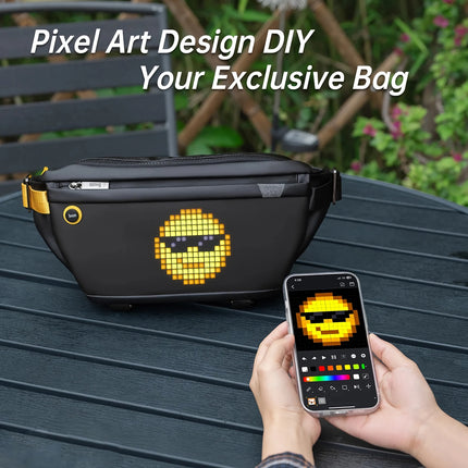 Sac bandoulière avec haut-parleur Bluetooth Pixel Art personnalisable – Design étanche et tendance pour le vélo et la randonnée