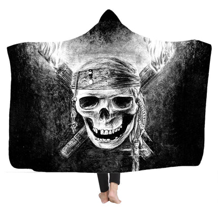 Hooded Blanket Cloak 3D Digital Printing Nap Blanket Skull - Wnkrs