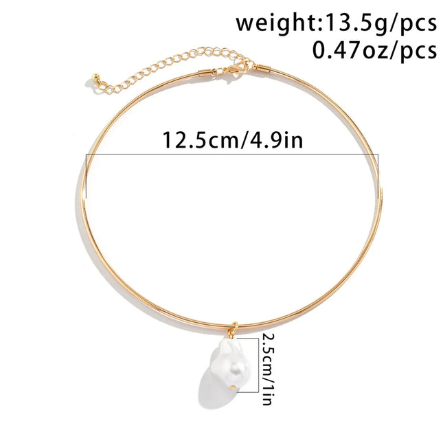 Creative Imitation Pearl Pendant Torques Choker Necklace