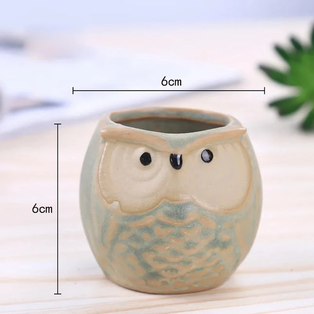Mini jardinière en céramique en forme de hibou
