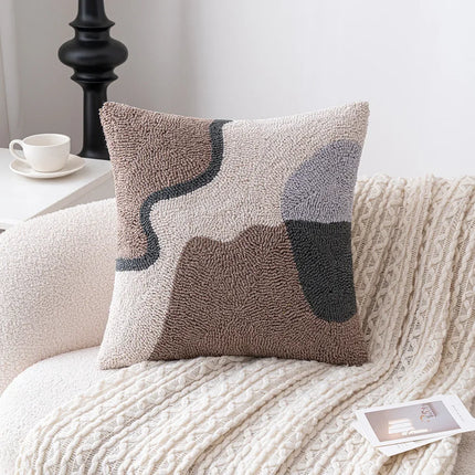 Modern Geometric Tufted Embroidered Cushion Cover