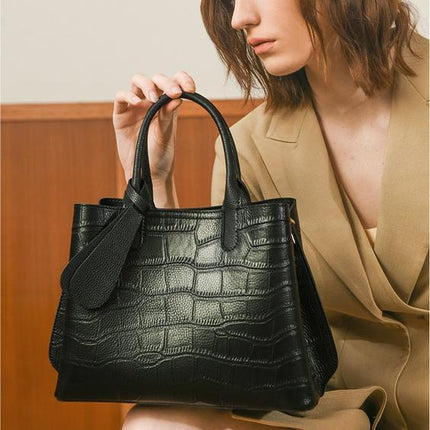 Sac fourre-tout élégant en cuir véritable pour femme