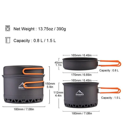 Outdoor Camping Cookware Set 2.3L, Lightweight Aluminum Pots for Hiking and Travel - Wnkrs