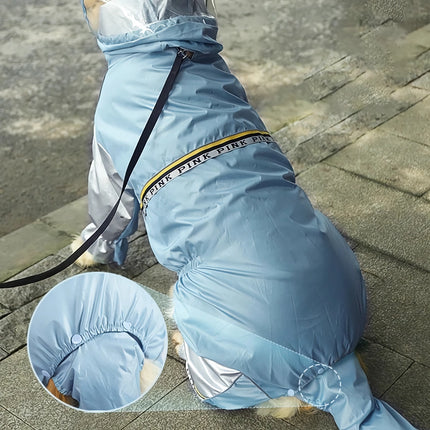 Imperméable pour gros chien avec combinaison queue – Veste imperméable pour grands chiens avec bandes réfléchissantes et trou de remorquage