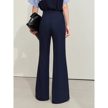 Ensemble chemise en mousseline épissée minimaliste et pantalon à jambes larges pour femme