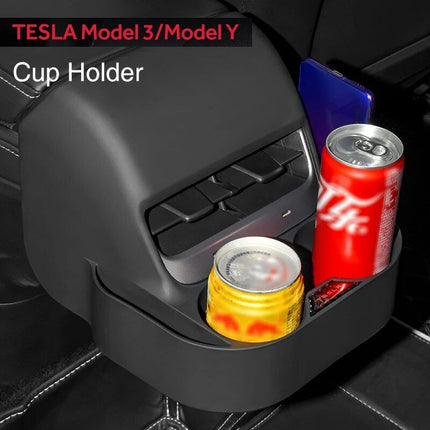 Multi-Function Rear Seat Air Vent Cup Holder for Tesla Model 3 & Model Y (2019-2023) - Wnkrs