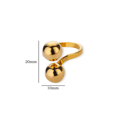 Anillos de acero inoxidable con doble bola para mujer: banda de apertura suave, joyería de fiesta