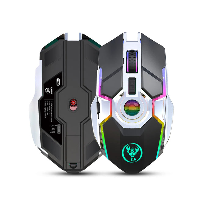 Souris de jeu sans fil T30 2,4 G, rétroéclairage RVB à 7 boutons, 2400 DPI, rechargeable