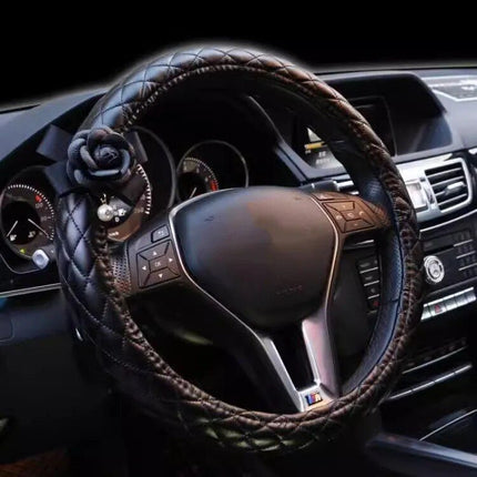 Camellia Car Steering Wheel Cover - Wnkrs