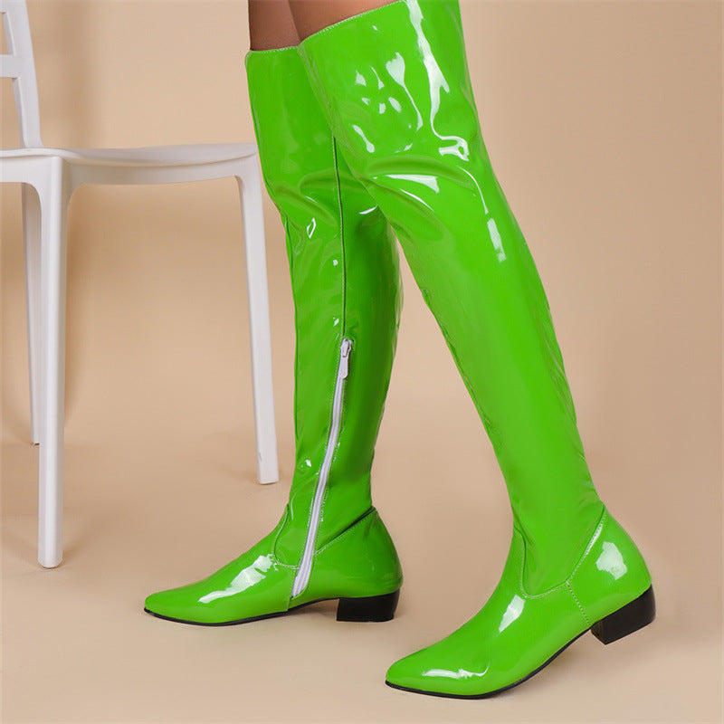 Women's Glossy Over-the-Knee Zip Boots
