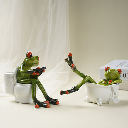 Figurines de baignoire en résine représentant une grenouille de toilette