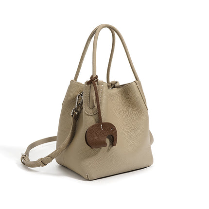 Sac seau rétro en cuir véritable pour femme – Sac à main décontracté à bandoulière et à bandoulière