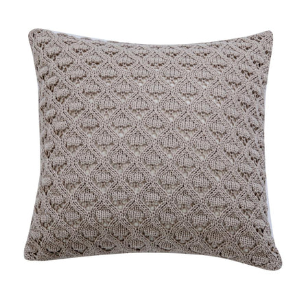 Housse de coussin en tricot à losanges de style scandinave - Taie d'oreiller creuse de couleur pure