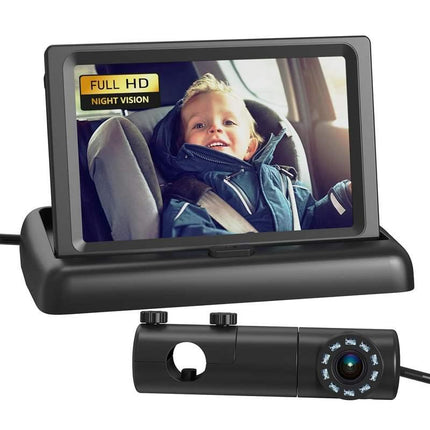 Cámara para coche para bebés con pantalla HD, monitor de 4,3 pulgadas y visión nocturna