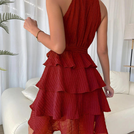 Women's Halterneck Dresses Sleeveless Ruffle Dress