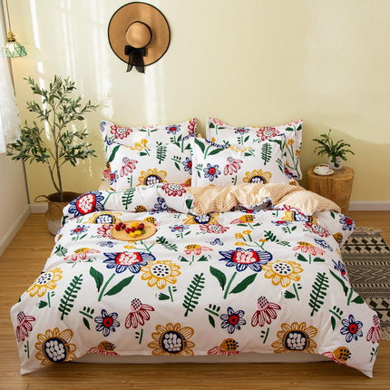 Cover Set Bed Cotton Quilt Bedsheet Bedding Duvet Fitted - Wnkrs