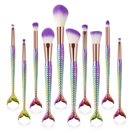 10Pcs Mermaid Style Makeup Brush Set - Wnkrs