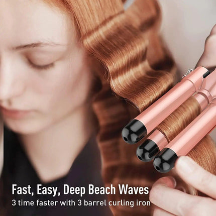 5-in-1 Multi-Function Curling Wand with 3-Barrel Crimper & Fast Heating - Wnkrs