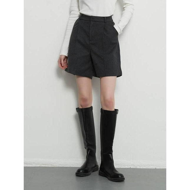 Short gris taille haute avec poches pour femme