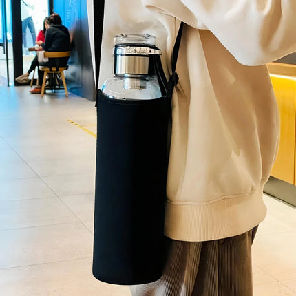 Bouteille d'eau portable en verre de grande capacité de 2 L