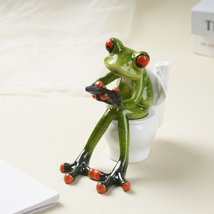 Figurines de baignoire en résine représentant une grenouille de toilette