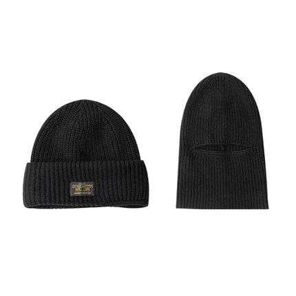 Gorros y bufandas de lana unisex de punto para invierno con pasamontañas