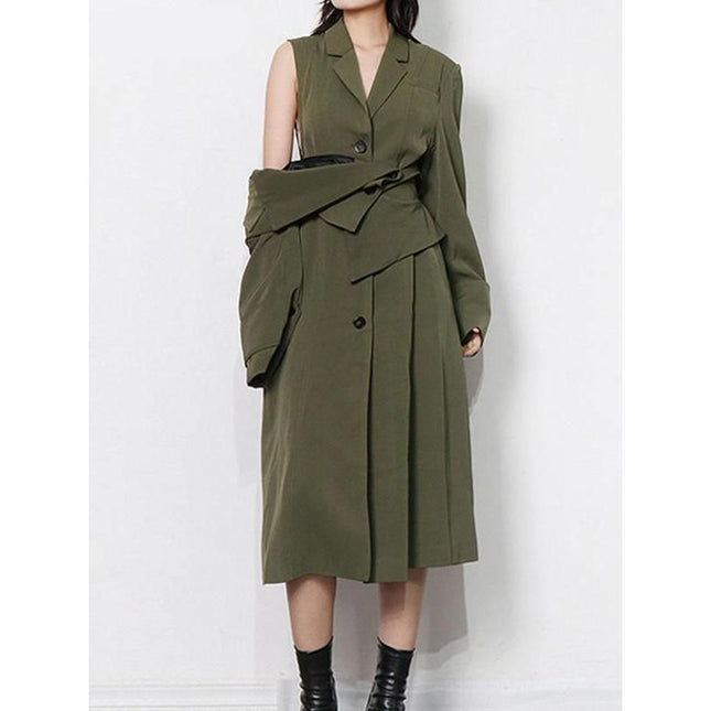 Gabardina cortavientos elegante de cintura alta
