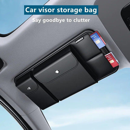 Leather Car Sun Visor Multi-Pocket Organizer for Sunglasses, Cards & More - Wnkrs