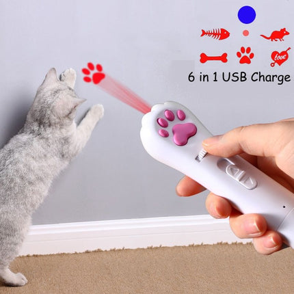 6-in-1 USB Rechargeable Pet Laser Toy with LED & UV Functions - Wnkrs