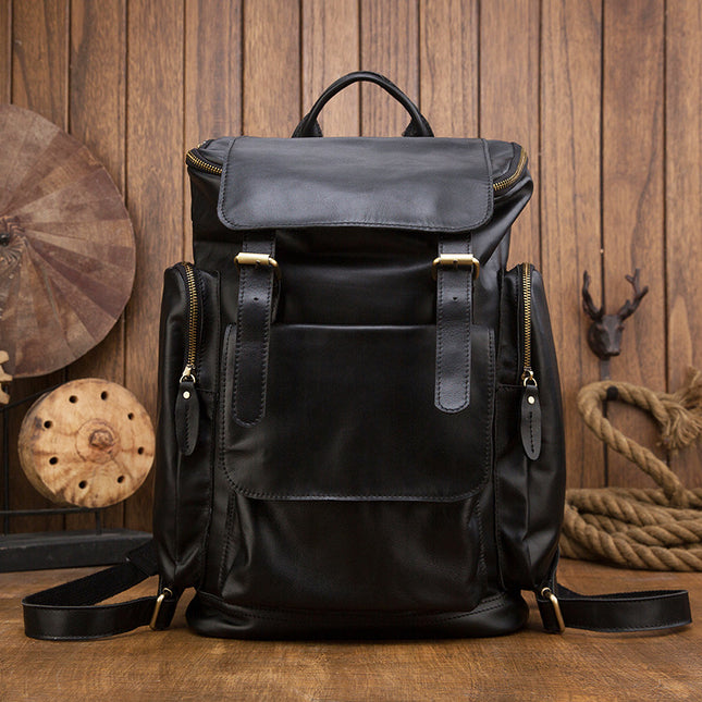 Handmade Genuine Leather British Style Large Capacity Men's Backpack Retro