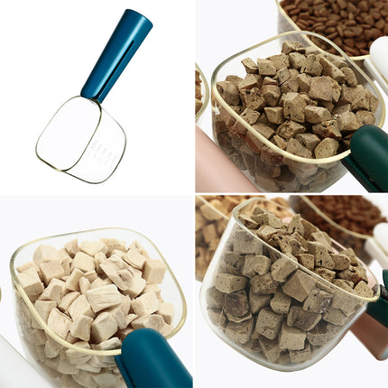 Cuillère multifonctionnelle pour aliments pour animaux de compagnie avec clip pour sac scellé et tasse à mesurer