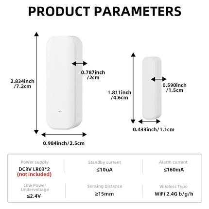 Capteur de porte et fenêtre Tuya WiFi Zigbee avec batterie, système d'alarme de sécurité domestique intelligent, commande vocale via Alexa Google Home Smart